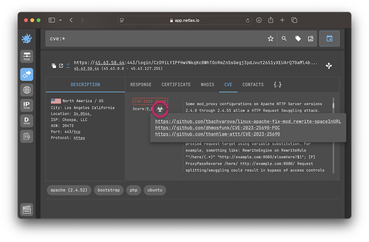 Publicly available exploits links