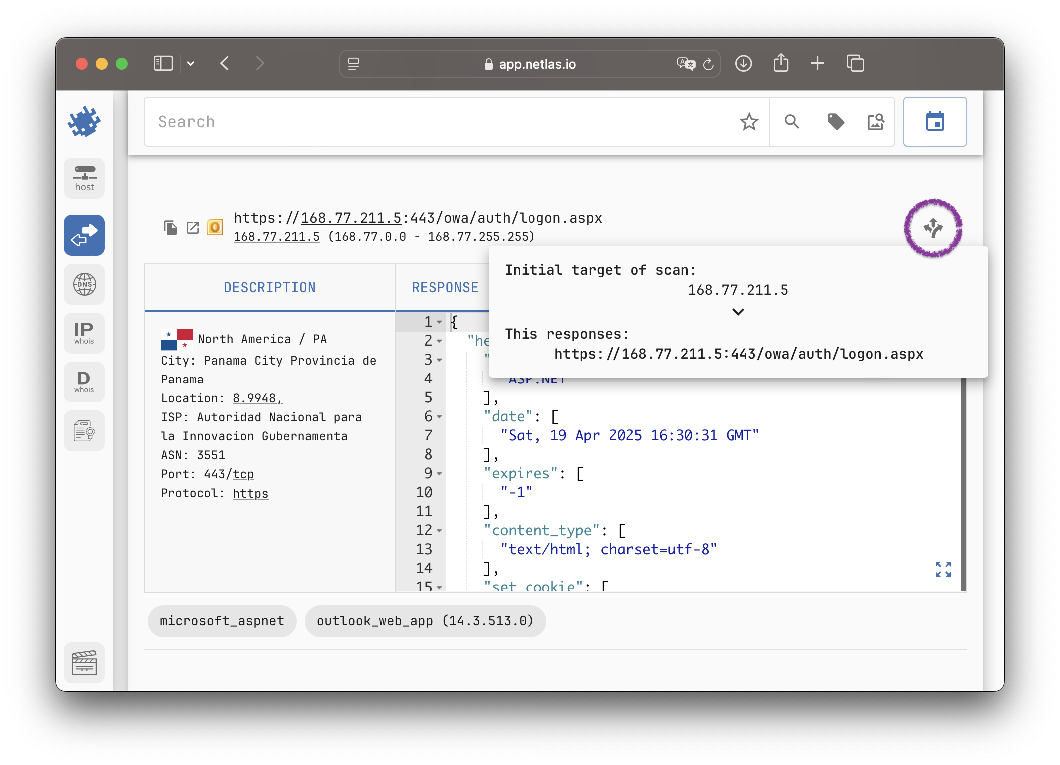Response captured after redirect